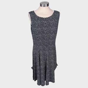 Jessica Howard Size 12 Dress Black White Print Polyester Sleeveless